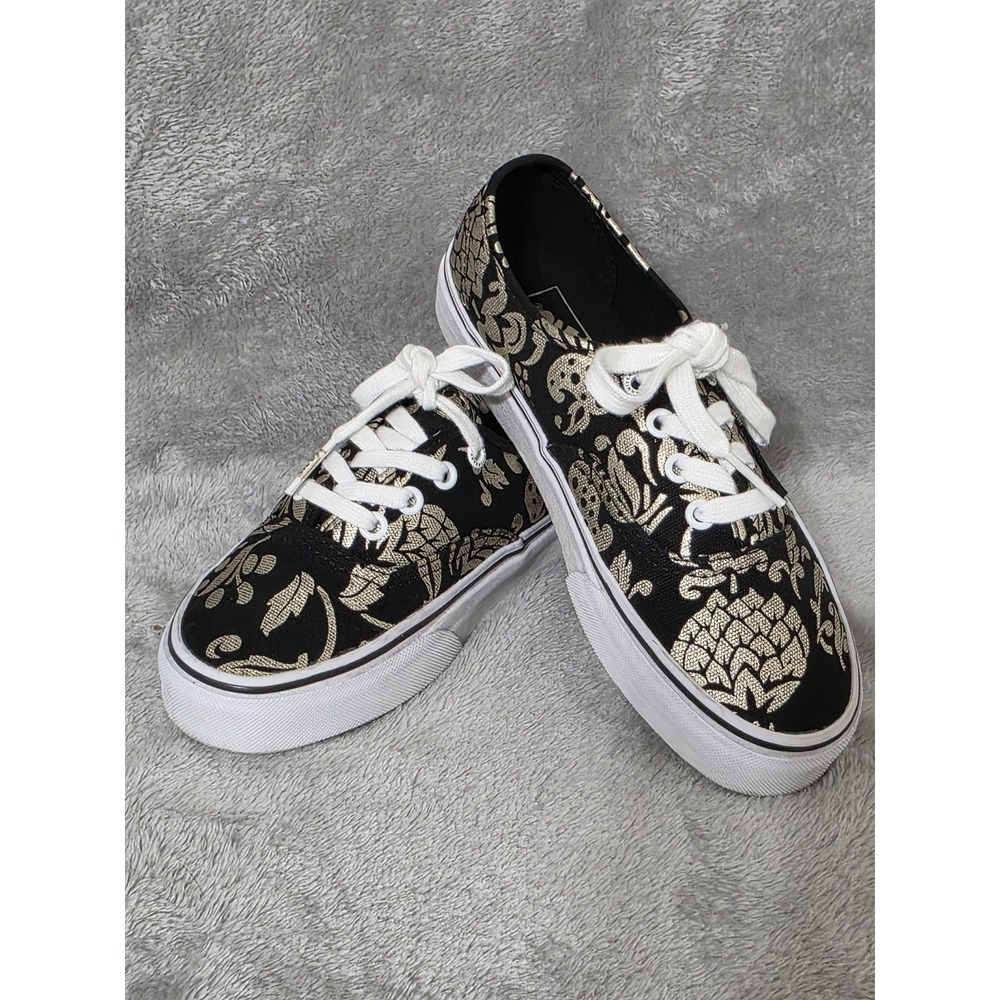 Vans Shoes Mens Size 4.5 Black Floral 50th Anniversary Canvas Lace Up Casual